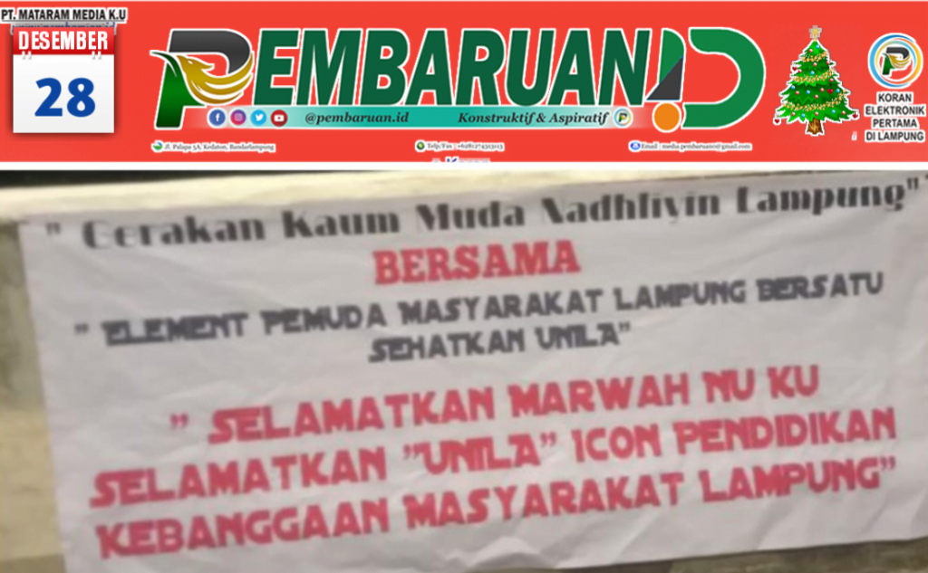 Baner Seruan Selamatkan Unila, Terpampang Disejumlah Jalan Protokol